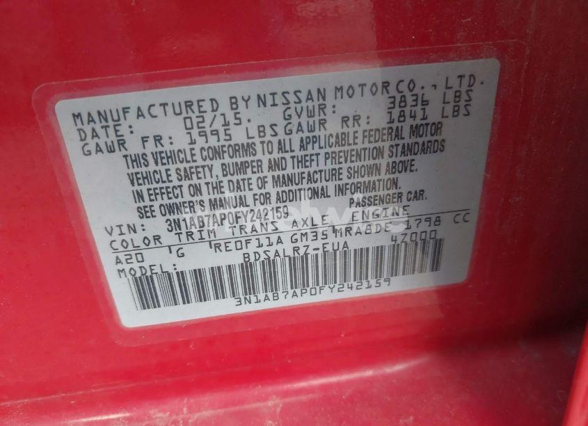 Photo 9 of 2015 Nissan Sentra SR (VIN 3N1AB7AP0FY242159)