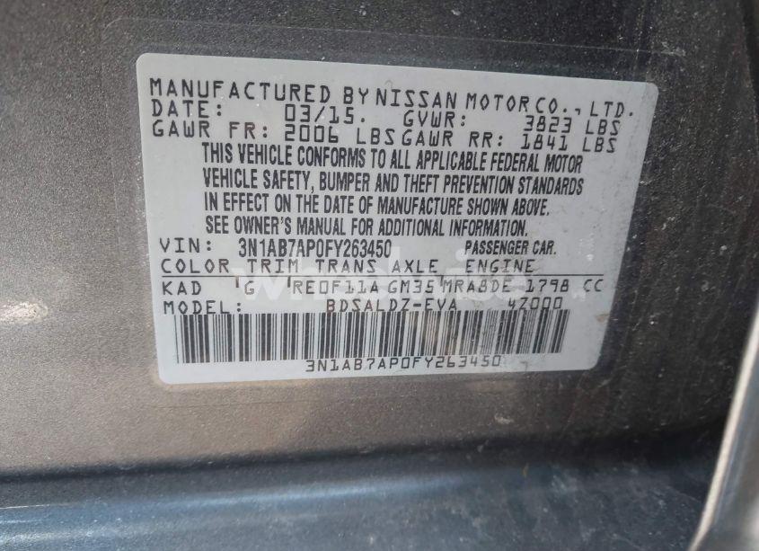 Photo 9 of 2015 Nissan Sentra SV (VIN 3N1AB7AP0FY263450)