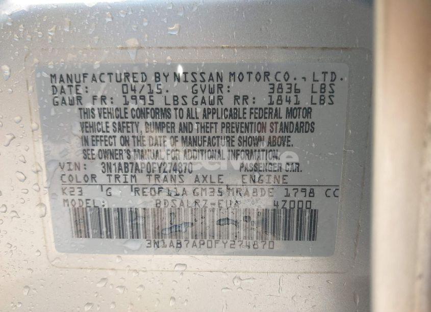 Photo 9 of 2015 Nissan Sentra SR (VIN 3N1AB7AP0FY274870)
