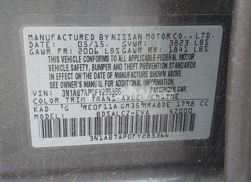 Photo 9 of 2015 Nissan Sentra S (VIN 3N1AB7AP0FY285366)