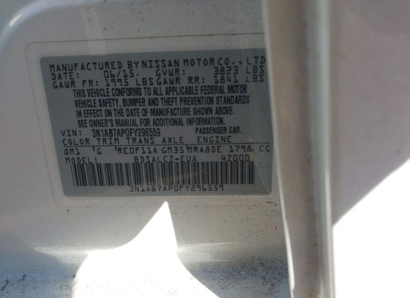 Photo 9 of 2015 Nissan Sentra S (VIN 3N1AB7AP0FY296559)