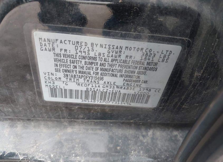 Photo 9 of 2015 Nissan Sentra S (VIN 3N1AB7AP0FY315496)