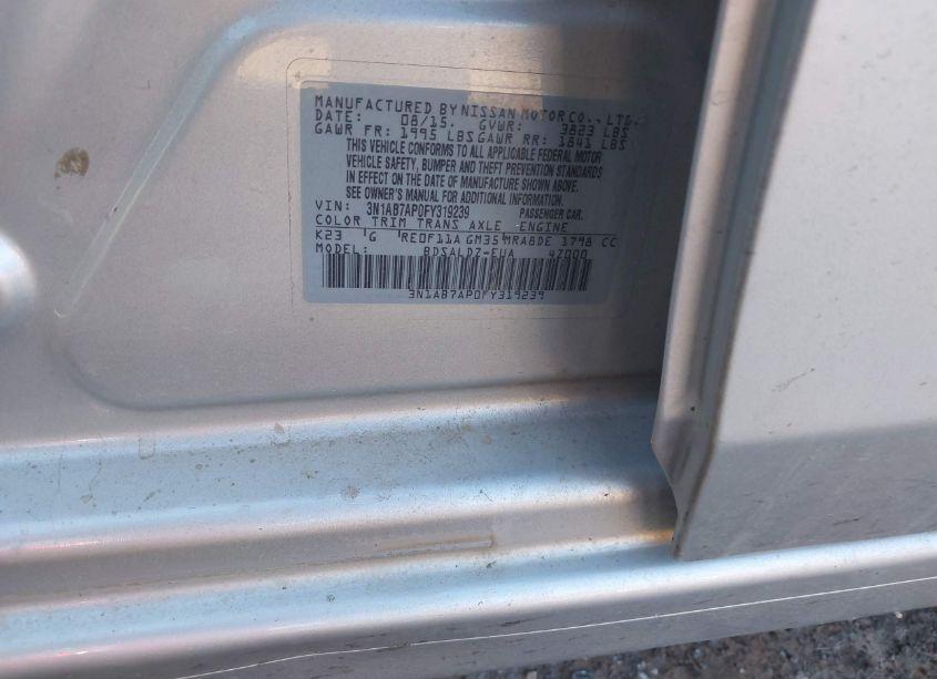 Photo 9 of 2015 Nissan Sentra SV (VIN 3N1AB7AP0FY319239)