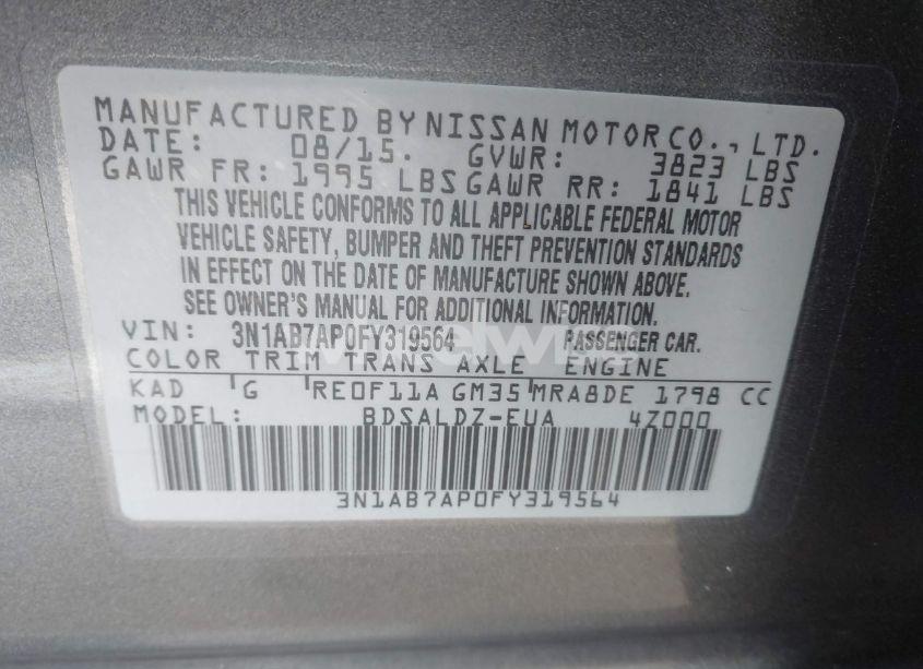 Photo 9 of 2015 Nissan Sentra SV (VIN 3N1AB7AP0FY319564)