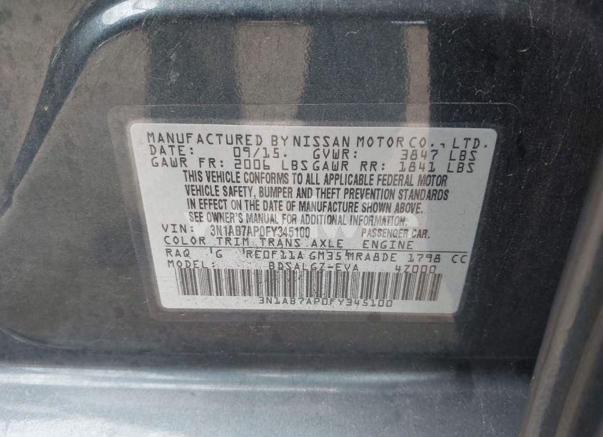 Photo 9 of 2015 Nissan Sentra SL (VIN 3N1AB7AP0FY345100)