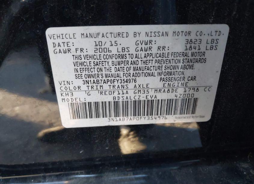 Photo 9 of 2015 Nissan Sentra S (VIN 3N1AB7AP0FY354976)