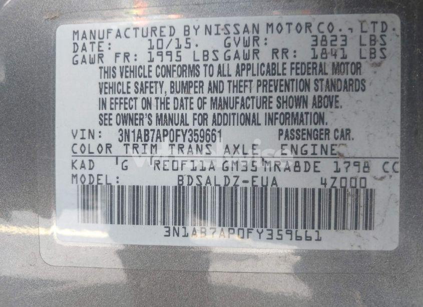 Photo 9 of 2015 Nissan Sentra SV (VIN 3N1AB7AP0FY359661)