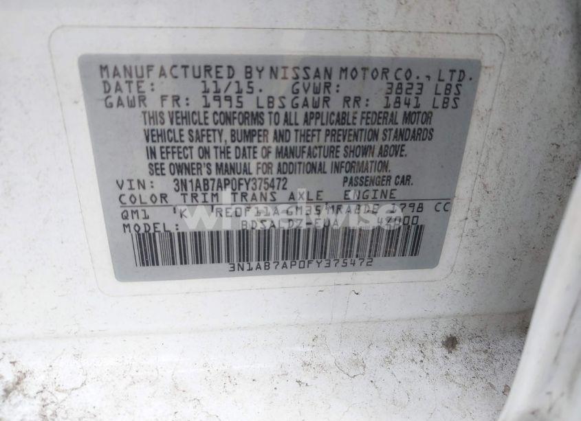 Photo 9 of 2015 Nissan Sentra SV (VIN 3N1AB7AP0FY375472)