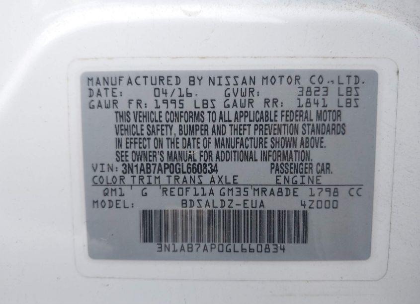 Photo 9 of 2016 Nissan Sentra SV (VIN 3N1AB7AP0GL660834)