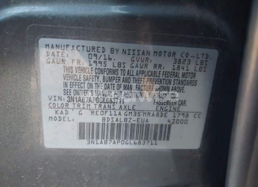 Photo 9 of 2016 Nissan Sentra S (VIN 3N1AB7AP0GL683711)