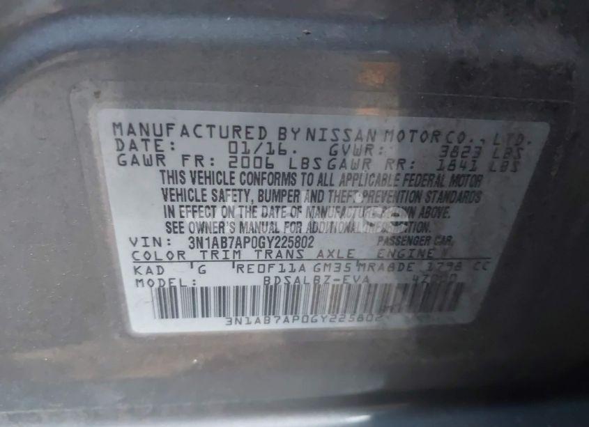 Photo 9 of 2016 Nissan Sentra S (VIN 3N1AB7AP0GY225802)