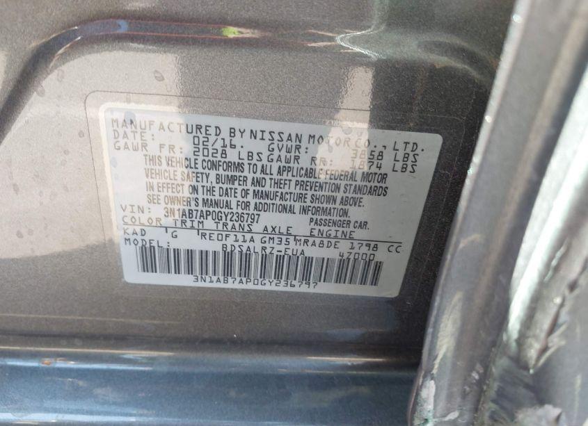 Photo 9 of 2016 Nissan Sentra SR (VIN 3N1AB7AP0GY236797)