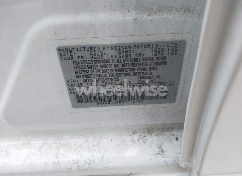 Photo 9 of 2016 Nissan Sentra SR (VIN 3N1AB7AP0GY275728)