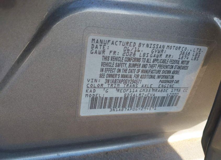 Photo 9 of 2016 Nissan Sentra SR (VIN 3N1AB7AP0GY294571)