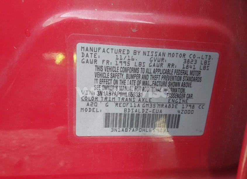 Photo 9 of 2017 Nissan Sentra SV (VIN 3N1AB7AP0HL659331)