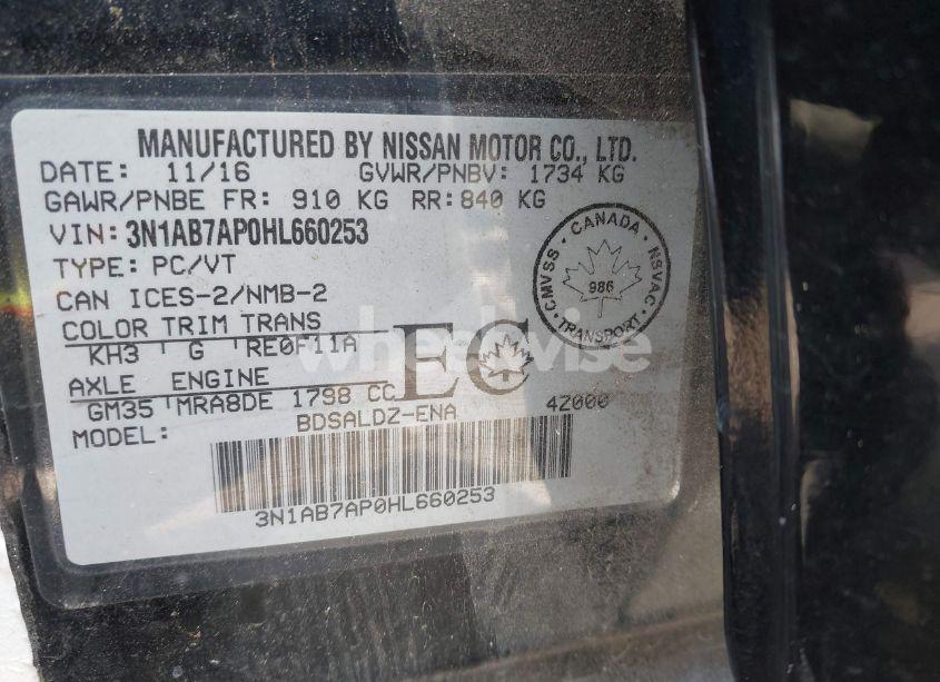 Photo 9 of 2017 Nissan Sentra (VIN 3N1AB7AP0HL660253)