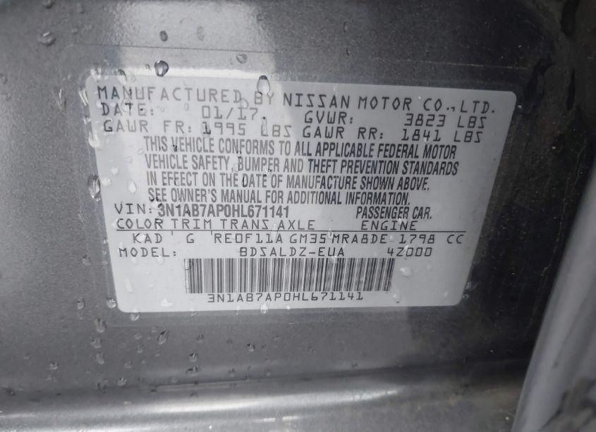 Photo 9 of 2017 Nissan Sentra SV (VIN 3N1AB7AP0HL671141)