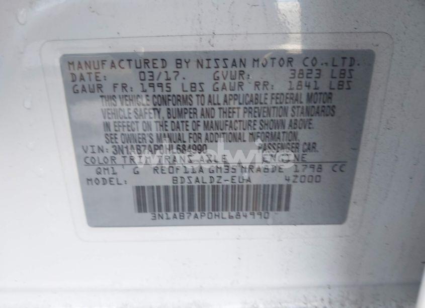 Photo 9 of 2017 Nissan Sentra SV (VIN 3N1AB7AP0HL684990)