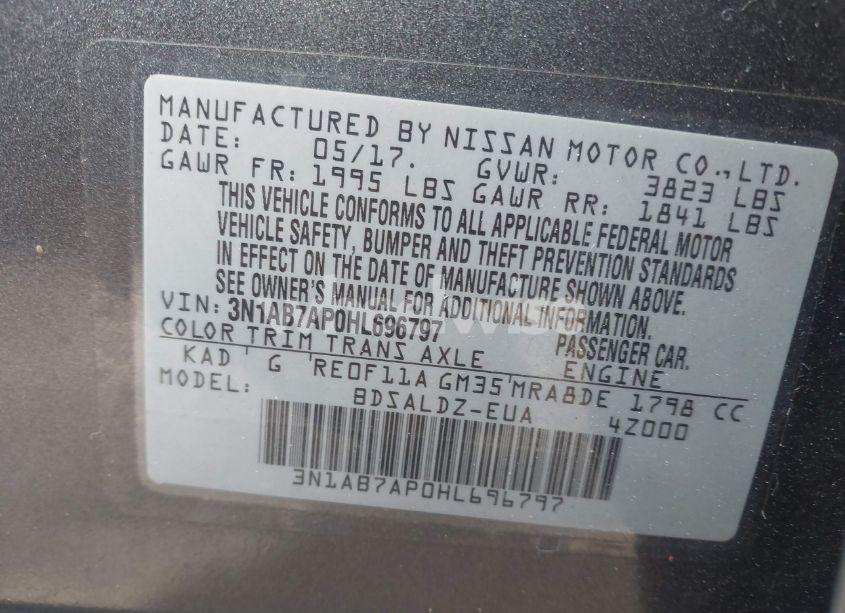 Photo 9 of 2017 Nissan Sentra SV (VIN 3N1AB7AP0HL696797)