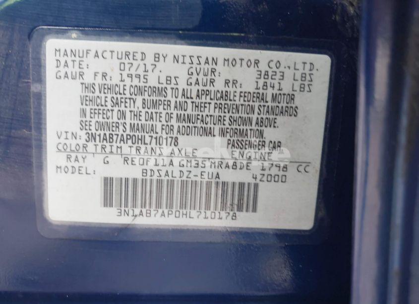 Photo 9 of 2017 Nissan Sentra SV (VIN 3N1AB7AP0HL710178)