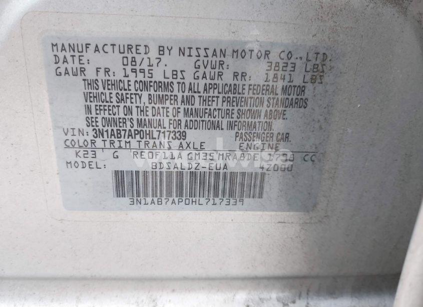 Photo 9 of 2017 Nissan Sentra SV (VIN 3N1AB7AP0HL717339)