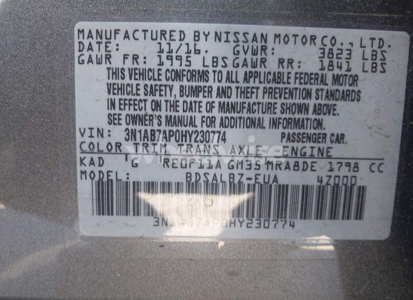 Photo 9 of 2017 Nissan Sentra S (VIN 3N1AB7AP0HY230774)