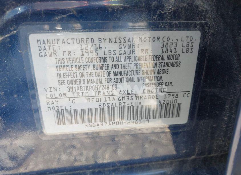 Photo 9 of 2017 Nissan Sentra S (VIN 3N1AB7AP0HY248109)