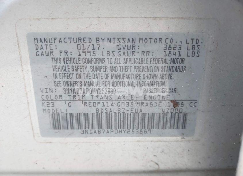 Photo 9 of 2017 Nissan Sentra S (VIN 3N1AB7AP0HY253889)