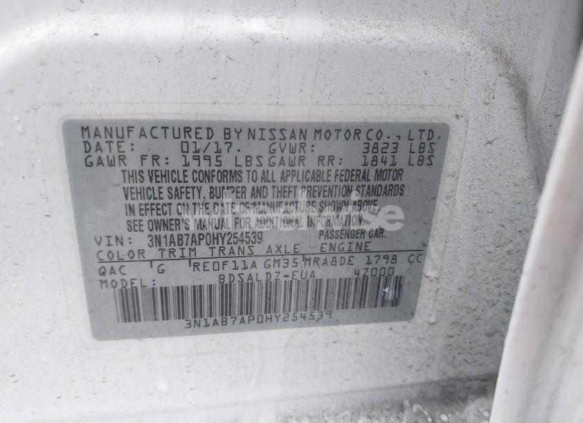 Photo 9 of 2017 Nissan Sentra SV (VIN 3N1AB7AP0HY254539)