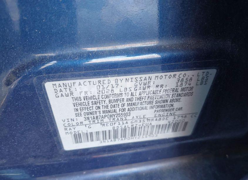 Photo 9 of 2017 Nissan Sentra SR (VIN 3N1AB7AP0HY255903)