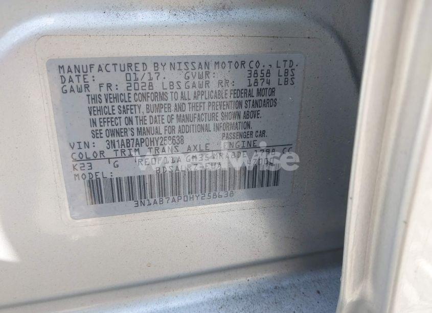 Photo 9 of 2017 Nissan Sentra SR (VIN 3N1AB7AP0HY258638)