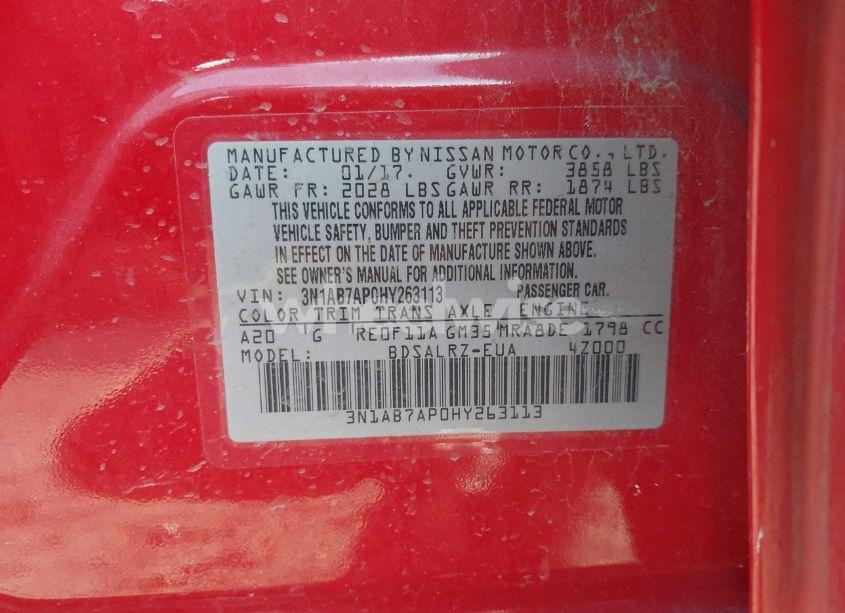 Photo 9 of 2017 Nissan Sentra SR (VIN 3N1AB7AP0HY263113)