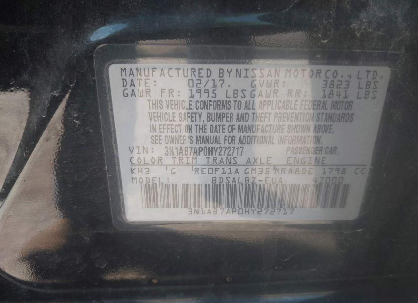 Photo 9 of 2017 Nissan Sentra S (VIN 3N1AB7AP0HY272717)