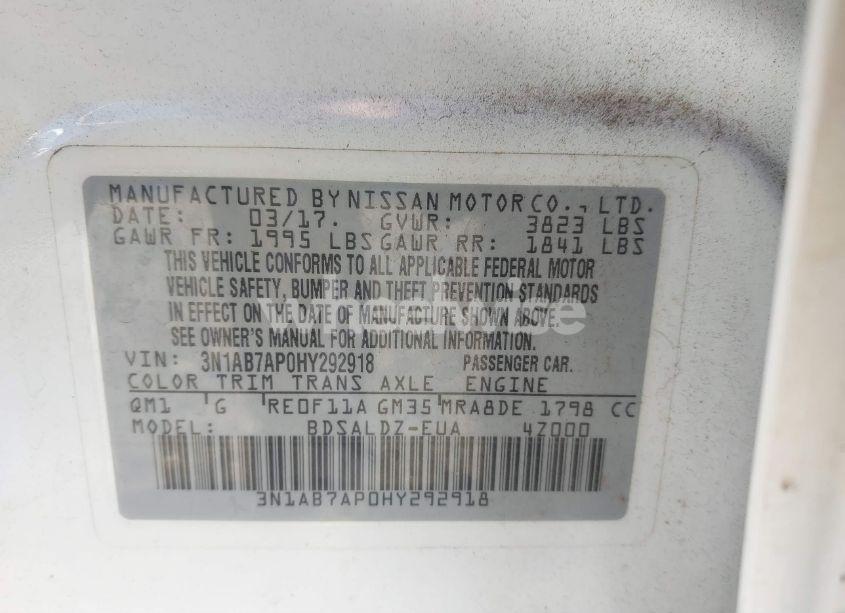 Photo 9 of 2017 Nissan Sentra SV (VIN 3N1AB7AP0HY292918)