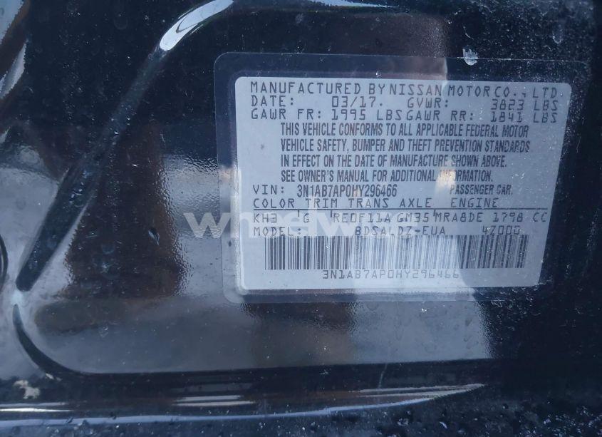 Photo 9 of 2017 Nissan Sentra SV (VIN 3N1AB7AP0HY296466)