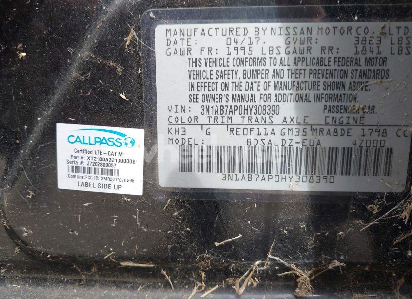 Photo 9 of 2017 Nissan Sentra SV (VIN 3N1AB7AP0HY308390)