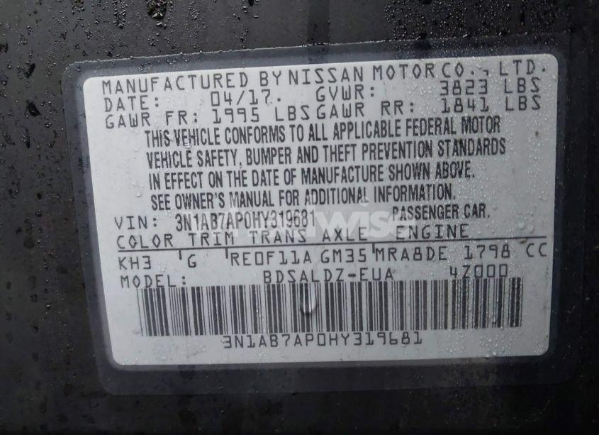 Photo 9 of 2017 Nissan Sentra SV (VIN 3N1AB7AP0HY319681)