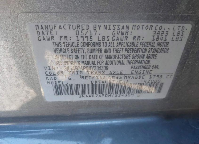 Photo 9 of 2017 Nissan Sentra SV (VIN 3N1AB7AP0HY334309)