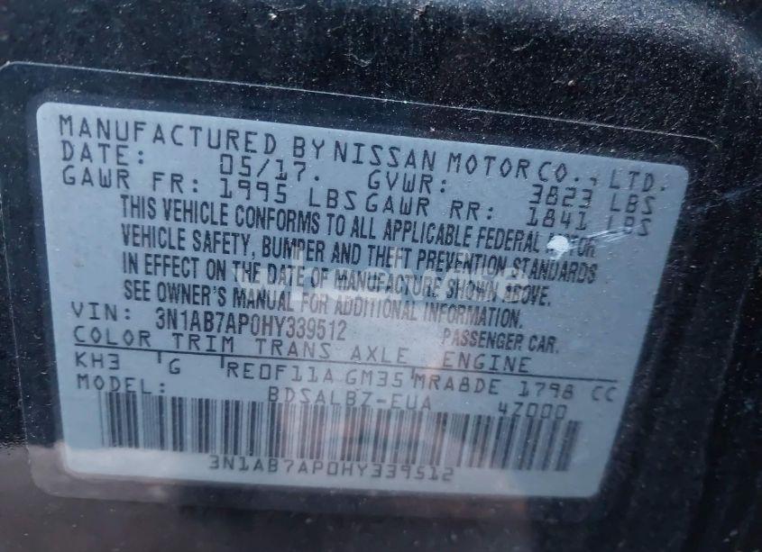 Photo 9 of 2017 Nissan Sentra S (VIN 3N1AB7AP0HY339512)