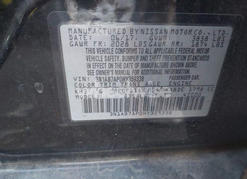 Photo 9 of 2017 Nissan Sentra SL (VIN 3N1AB7AP0HY359338)