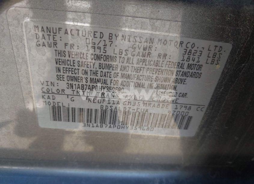 Photo 9 of 2017 Nissan Sentra SV (VIN 3N1AB7AP0HY359680)