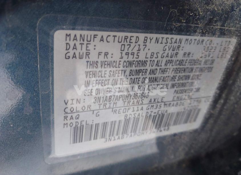 Photo 9 of 2017 Nissan Sentra SV (VIN 3N1AB7AP0HY367648)