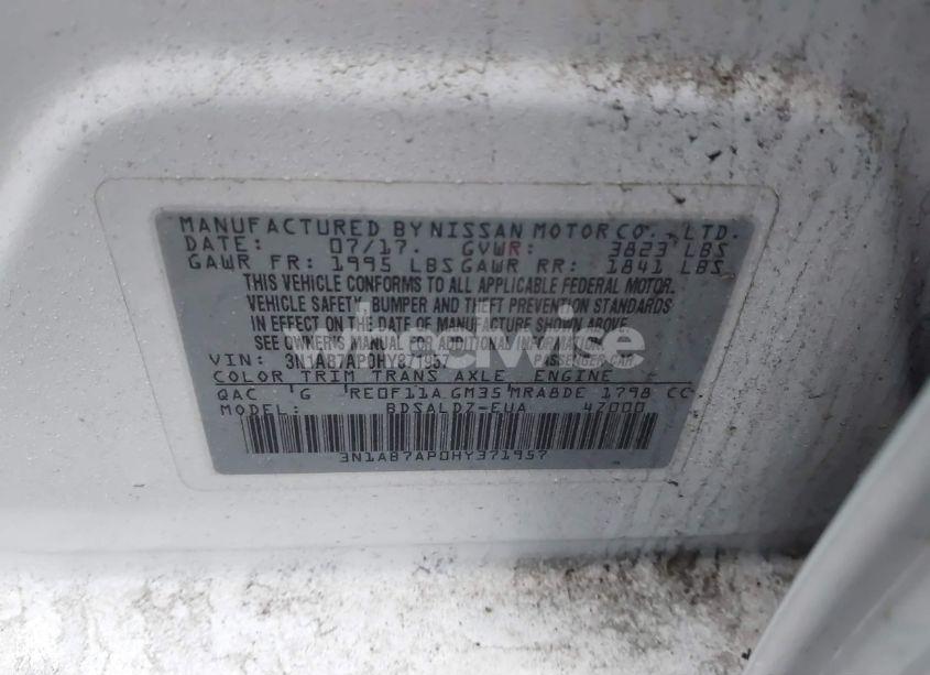 Photo 9 of 2017 Nissan Sentra SV (VIN 3N1AB7AP0HY371957)