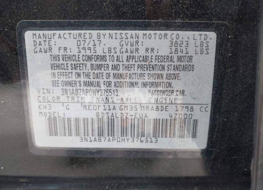 Photo 9 of 2017 Nissan Sentra SV (VIN 3N1AB7AP0HY376513)