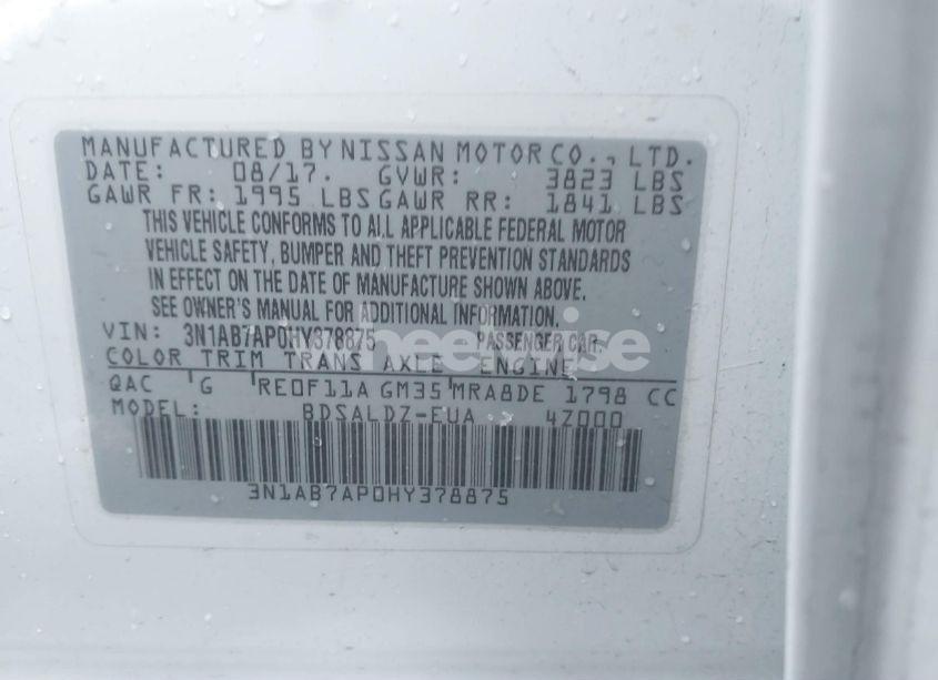 Photo 9 of 2017 Nissan Sentra SV (VIN 3N1AB7AP0HY378875)