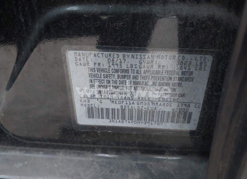 Photo 9 of 2017 Nissan Sentra SV (VIN 3N1AB7AP0HY391707)