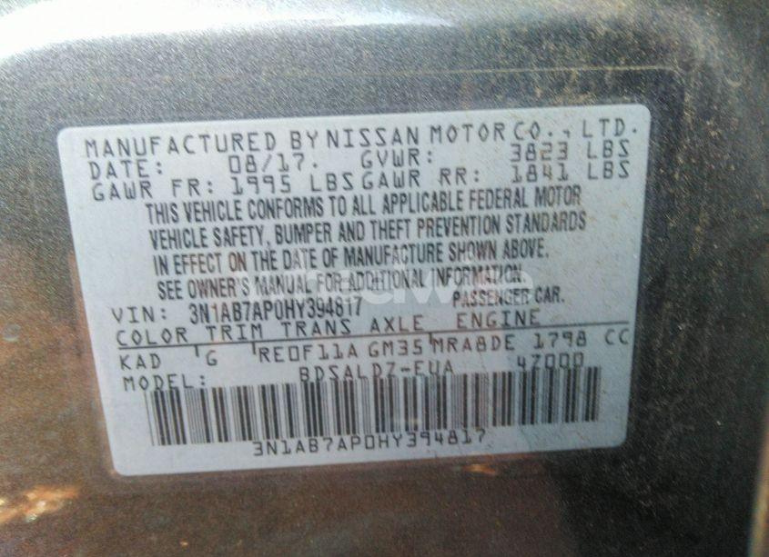 Photo 9 of 2017 Nissan Sentra SV (VIN 3N1AB7AP0HY394817)