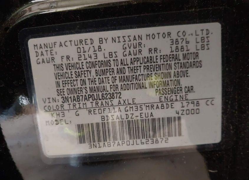 Photo 9 of 2018 Nissan Sentra SV (VIN 3N1AB7AP0JL623872)