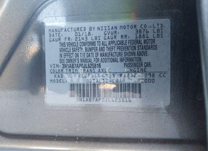 Photo 9 of 2018 Nissan Sentra SV (VIN 3N1AB7AP0JL625816)