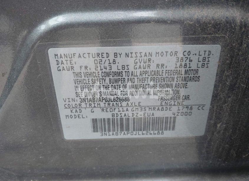 Photo 9 of 2018 Nissan Sentra SV (VIN 3N1AB7AP0JL626688)